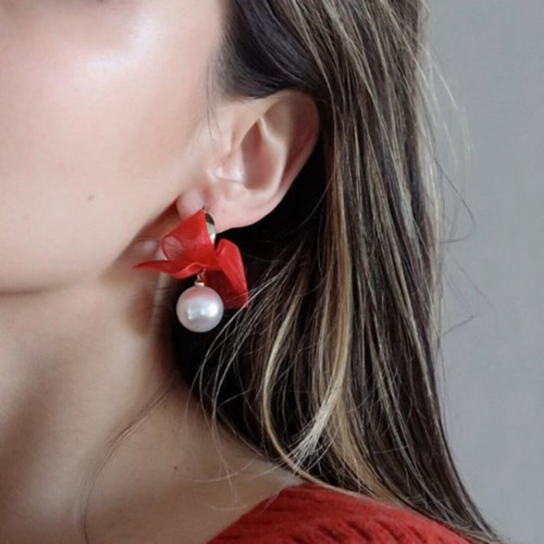 Red Bow Earrings Gold Bow Earrings Pearl Bow Earrings Bow - Etsy | Etsy (US)