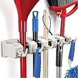 Home-it It Mop and Broom Holder, 5 Position with 6 Hooks Garage Storage Holds up to 11 Tools, Sto... | Amazon (US)
