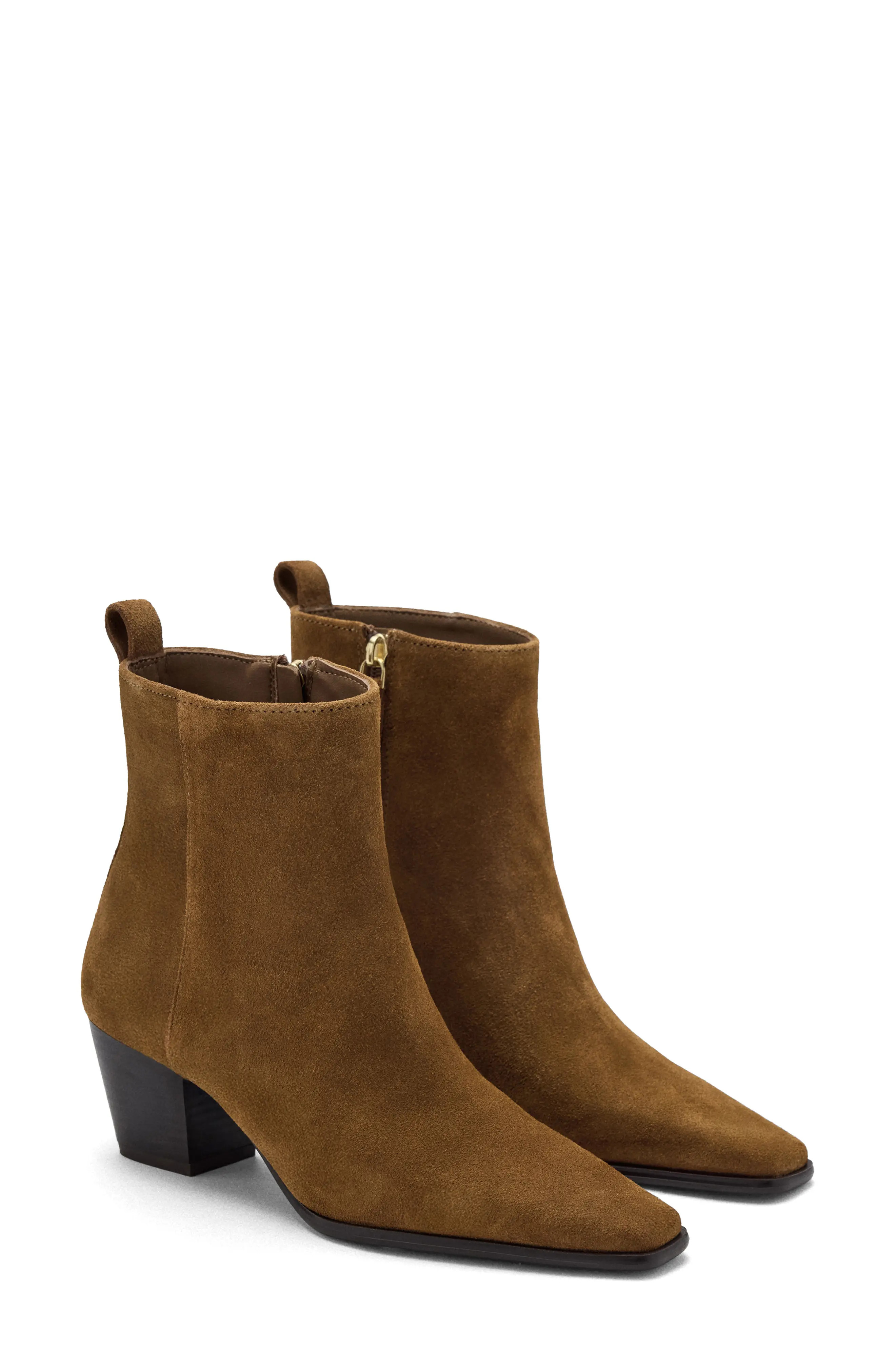MANGO Hielo1 Leather Ankle Boot in Tobacco Brown at Nordstrom, Size 38 | Nordstrom