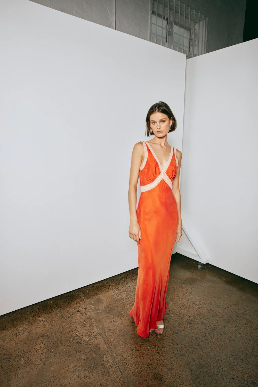 Meet Me On The Dance Floor Bias Cut Maxi Dress Orange | VRG Grl