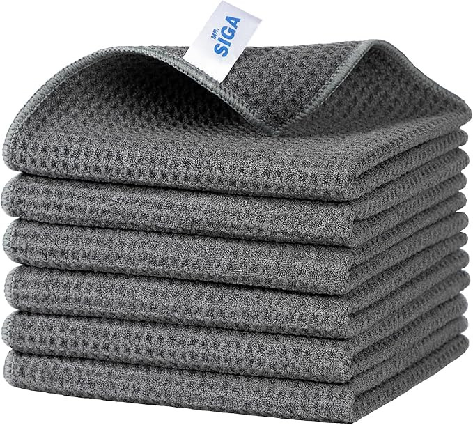 MR.SIGA Waffle Pattern Cleaning Cloths, Reusable Absorbent Microfiber Cleaning Cloths, Lint Free ... | Amazon (US)