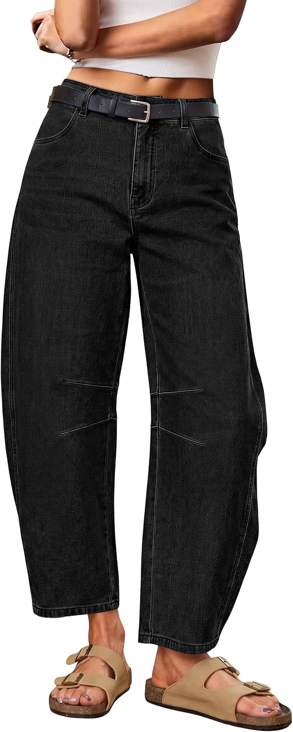 Sipaya Barrel Jeans Women Mid Rise Baggy Cropped Ankle Pants | Amazon (US)