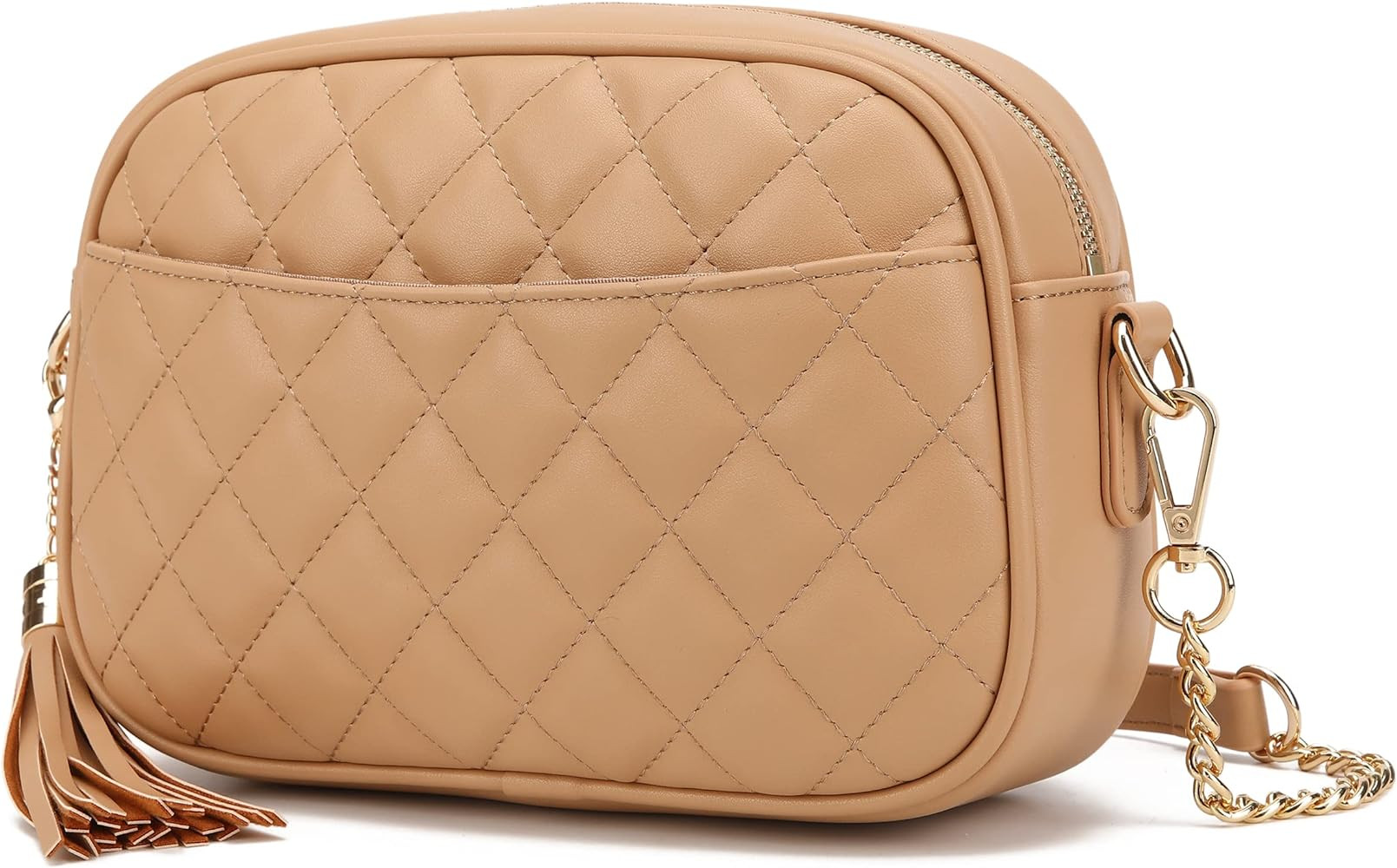 Lola Mae Quilted Crossbody Bag, Medium Lightweight Shoulder Purse Top Zipper Tassel Accent | Amazon (US)