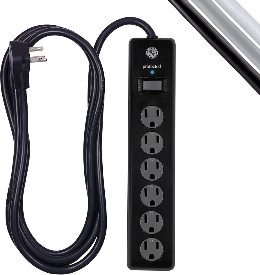 GE 6-Outlet Surge Protector, 10 Ft Extension Cord, Power Strip, 600 Joules, Twist-to-Close Safety... | Amazon (US)