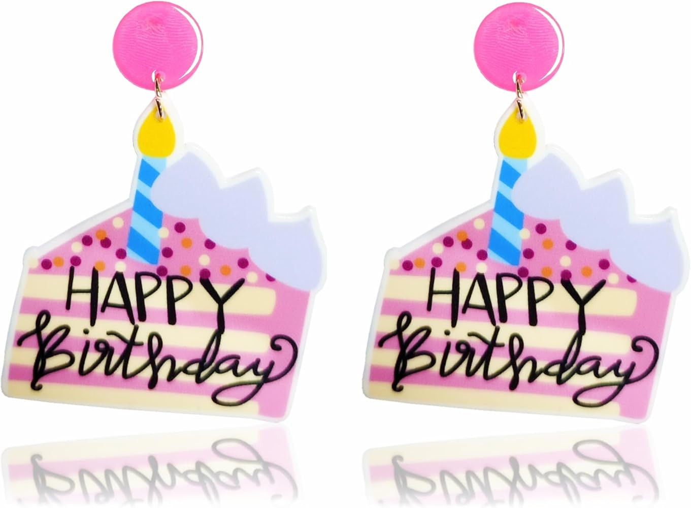 Cute Birthday Cake Dangle Earrings Happy Birthday Party Theme Acrylic Alloy Drop Earrings for Wom... | Amazon (US)