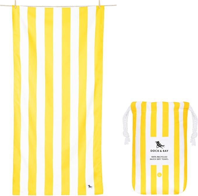 Dock & Bay Beach Towel - Quick Dry, Sand Free - Compact, Lightweight - 100% Recycled - Includes B... | Amazon (US)