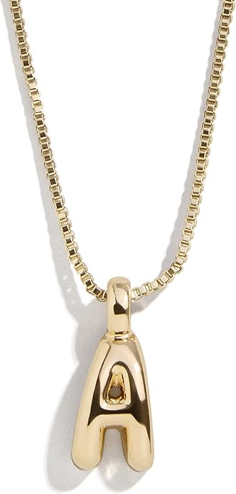BaubleBar Gold-Plated Initial Necklace - Bubble or Signature Letter Pendant, 17-Inch Chain Neckla... | Amazon (US)