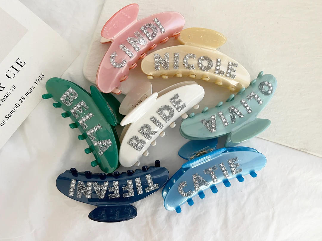 Personalized Hair Clip Hair Claw Bridesmaid Gift Wedding - Etsy | Etsy (US)