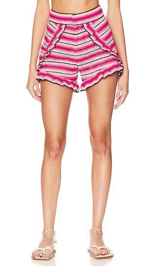 Striped Crochet Shorts in Pink | Revolve Clothing (Global)