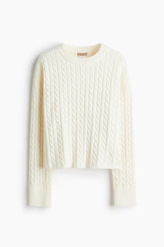 H & M - Oversized Cable-Knit Sweater - White | H&M (US + CA)