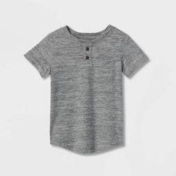 Toddler Boys' Jersey Knit Short Sleeve Henley T-Shirt - Cat & Jack™ Gray | Target