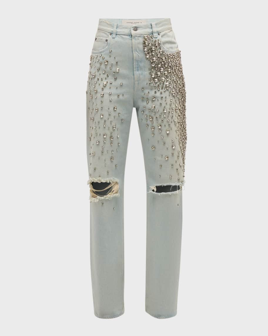 Golden Goose Kim Bleached Jeans with Crystals | Neiman Marcus