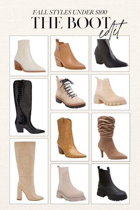 Fall boots under $100 🍂 Chunky boots, lug sole boots, tall boots, pointed toe boots, Sherpa boots, white boots, black boots, taupe boots, tan boots

#LTKSeasonal #LTKshoecrush #LTKunder100