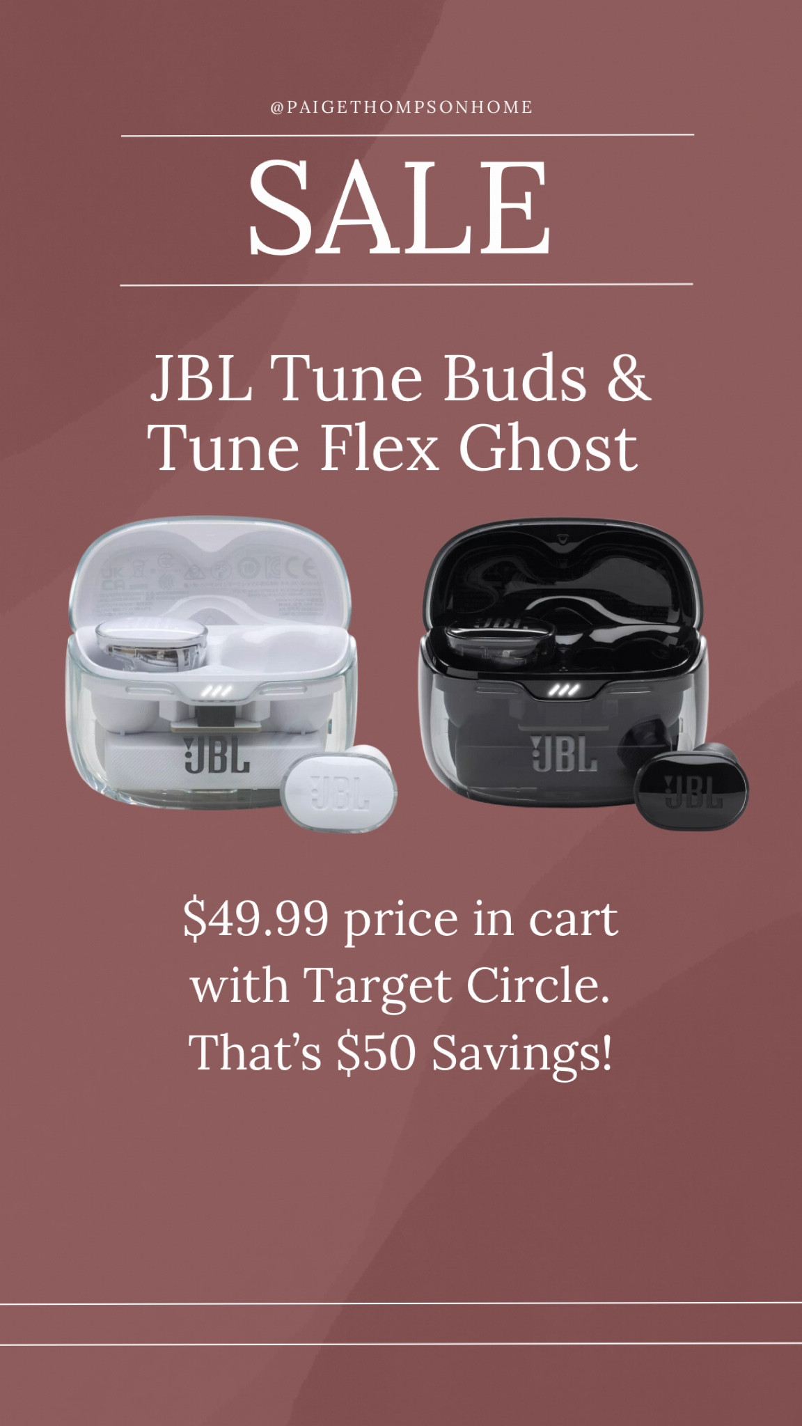 SALE// Deal of the Day at Target! $50 off JBL Tune Buds & Tune Flex Ghost. Great gift idea for teens and teens! 

#LTKfindsunder50 #LTKsalealert