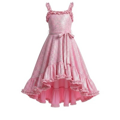 Shimmering Pink Ruffle Hi-Lo Dress Mia Belle Girls, Pink, 4/5 | Target