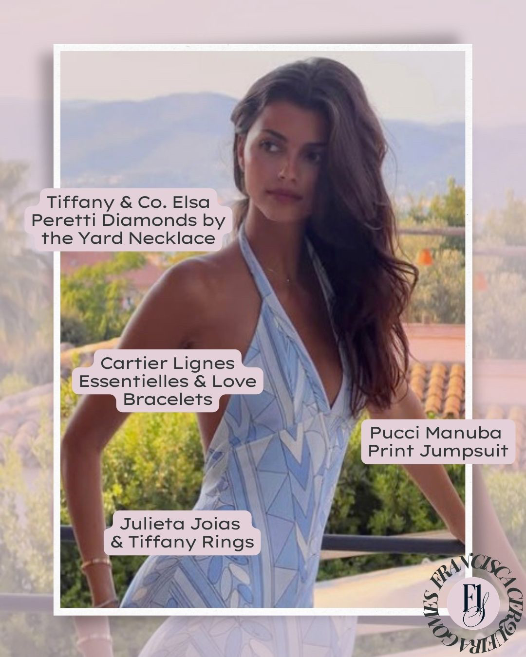 Kika Gomes St. Tropez outfit 💙 Kika Gomes, girlfriend of Formula 1 driver Pierre Gasly, wearing the Pucci Manuba Print Jumpsuit during summer in Saint-Tropez, France. 

Her blue and white Pucci halter mini jumpsuit is styled with Tiffany & Co. jewelry, including an Elsa Peretti Diamonds by the Yard necklace and Tiffany T diamond ring, plus Cartier Love and Cartier Essential Lines bracelets. 

The perfect F1 WAG summer outfit inspiration for a St. Tropez vacation, European summer wardrobe, French Riviera style, resort wear or luxury summer holiday look.

Get full fashion details at F1Styled.com, or check out our finds below!

Kika Gomes style • Kika Gomes outfits • Pierre Gasly girlfriend • F1 WAG fashion • Pucci jumpsuit • St. Tropez outfits • French Riviera fashion • European summer style • luxury resort wear • Formula 1 WAG style 

 #LTKootd #LTKSeasonal #LTKSwim
