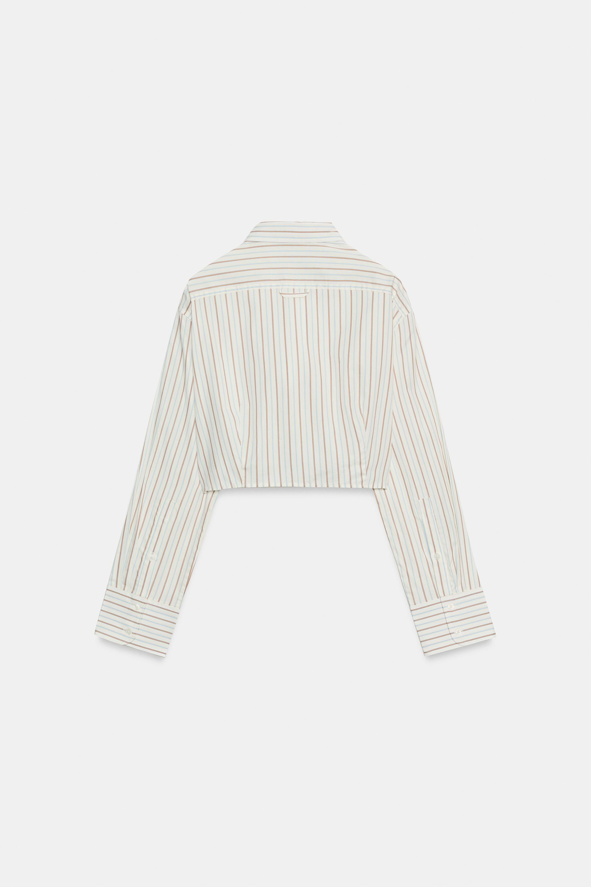 Cropped shirt with a lapel collar and long sleeves. Front button closure. | Zara US
