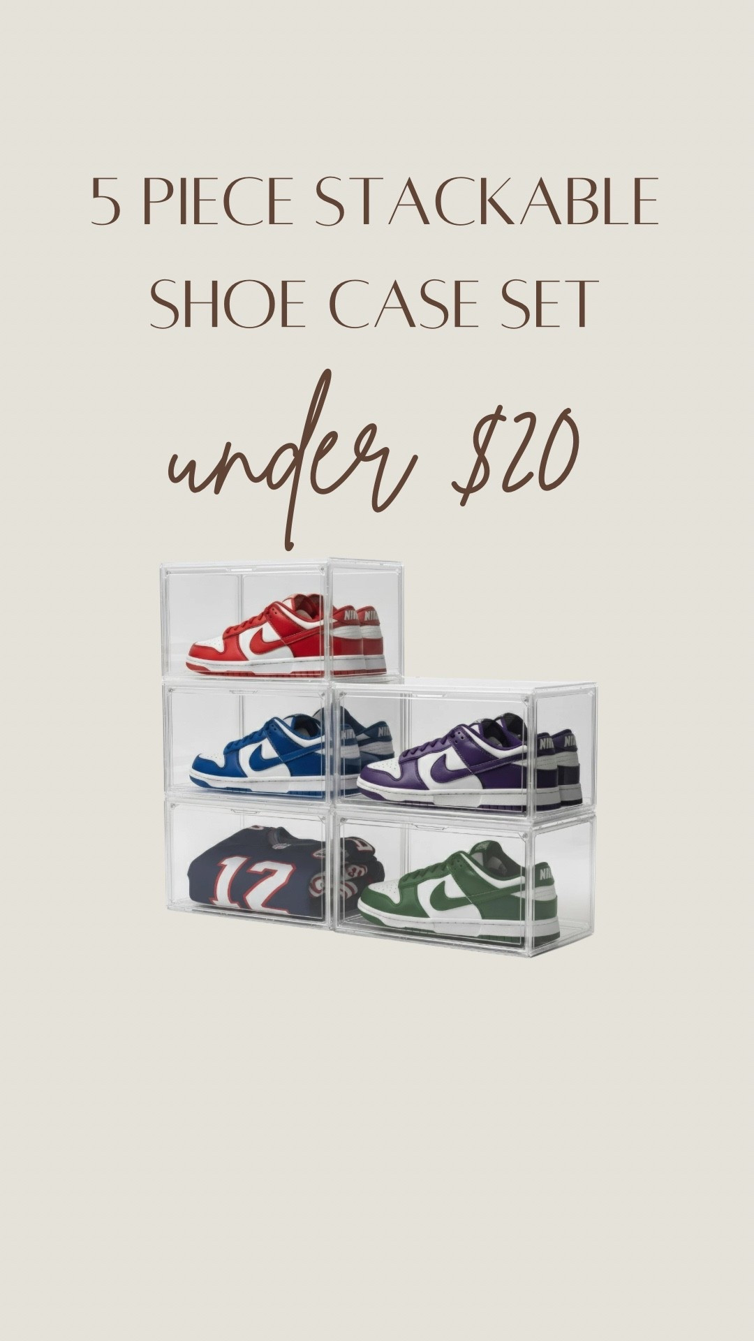 5 piece stackable shoe display case set on sale for less than $20! 

#LTKGiftGuide #LTKCyberWeek