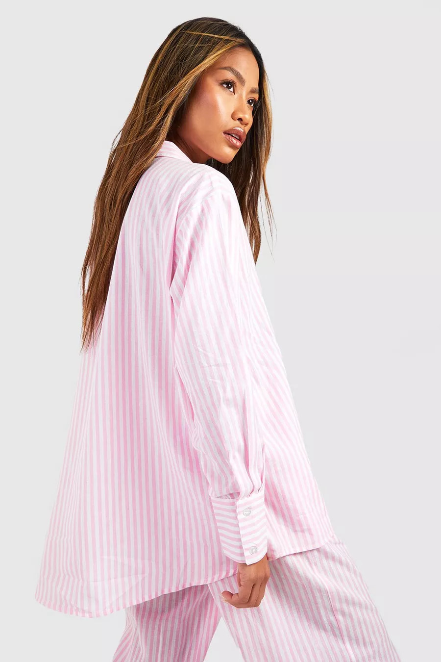 Chemise de pyjama rayée en coton | Boohoo.com (FR)