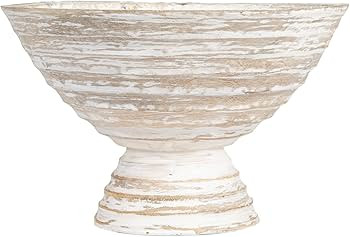 Creative Co-Op Boho Wood Pedestal Serving Bowl, White Wash Finish (Pack of 3) | Amazon (US)