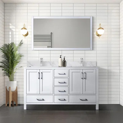 60 In. W X 22 In. D Double Bath Vanity With Carrara Marble Top And Faucet | Wayfair North America