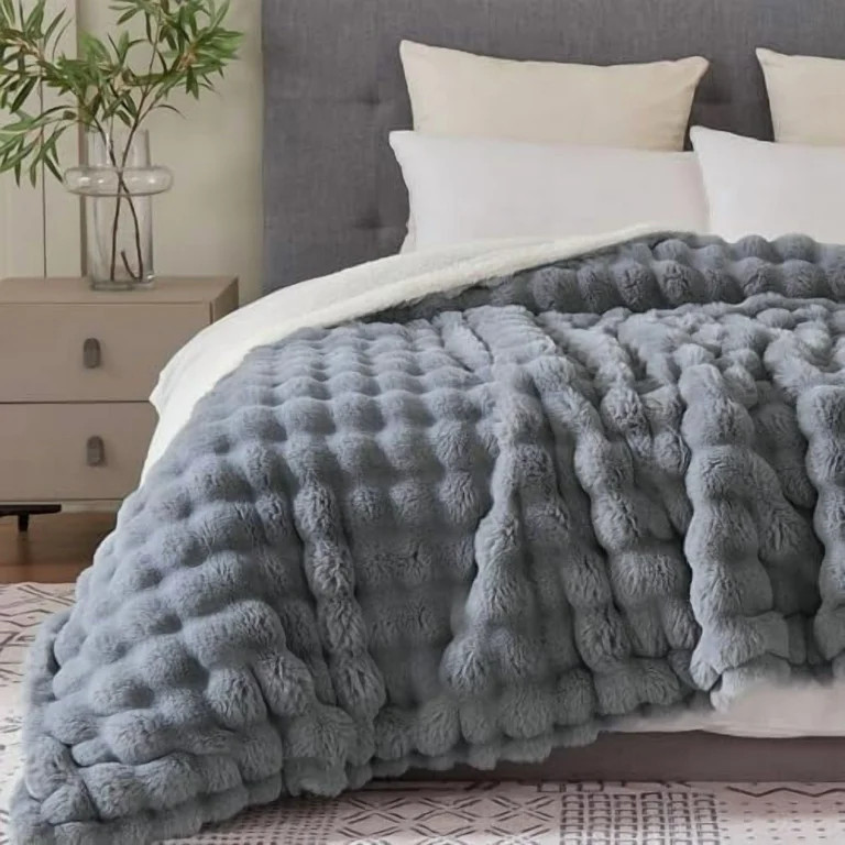 60x80 Inches Ultra-Soft Fuzzy Faux Fur Plush Twin Size Blanket - Thick, Warm Sherpa for Couch, So... | Walmart (US)