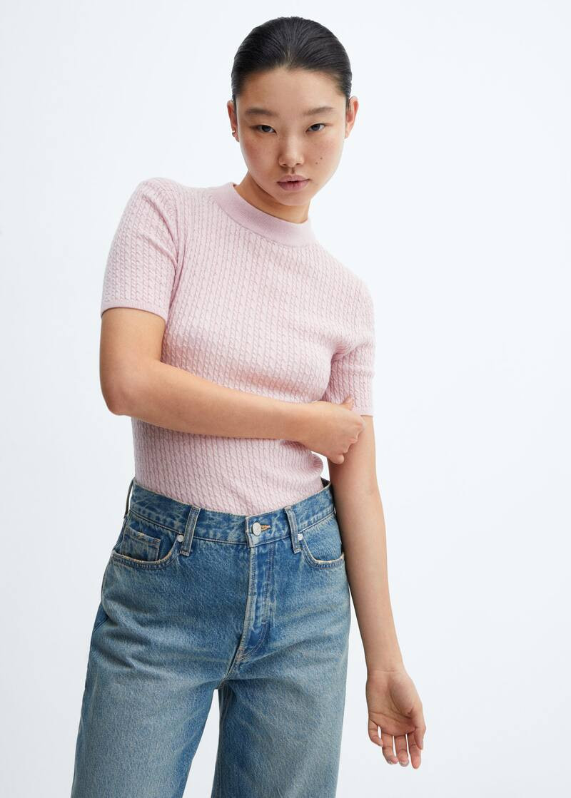 Short-sleeved braided wool sweater -  Women | Mango United Kingdom | MANGO (UK)