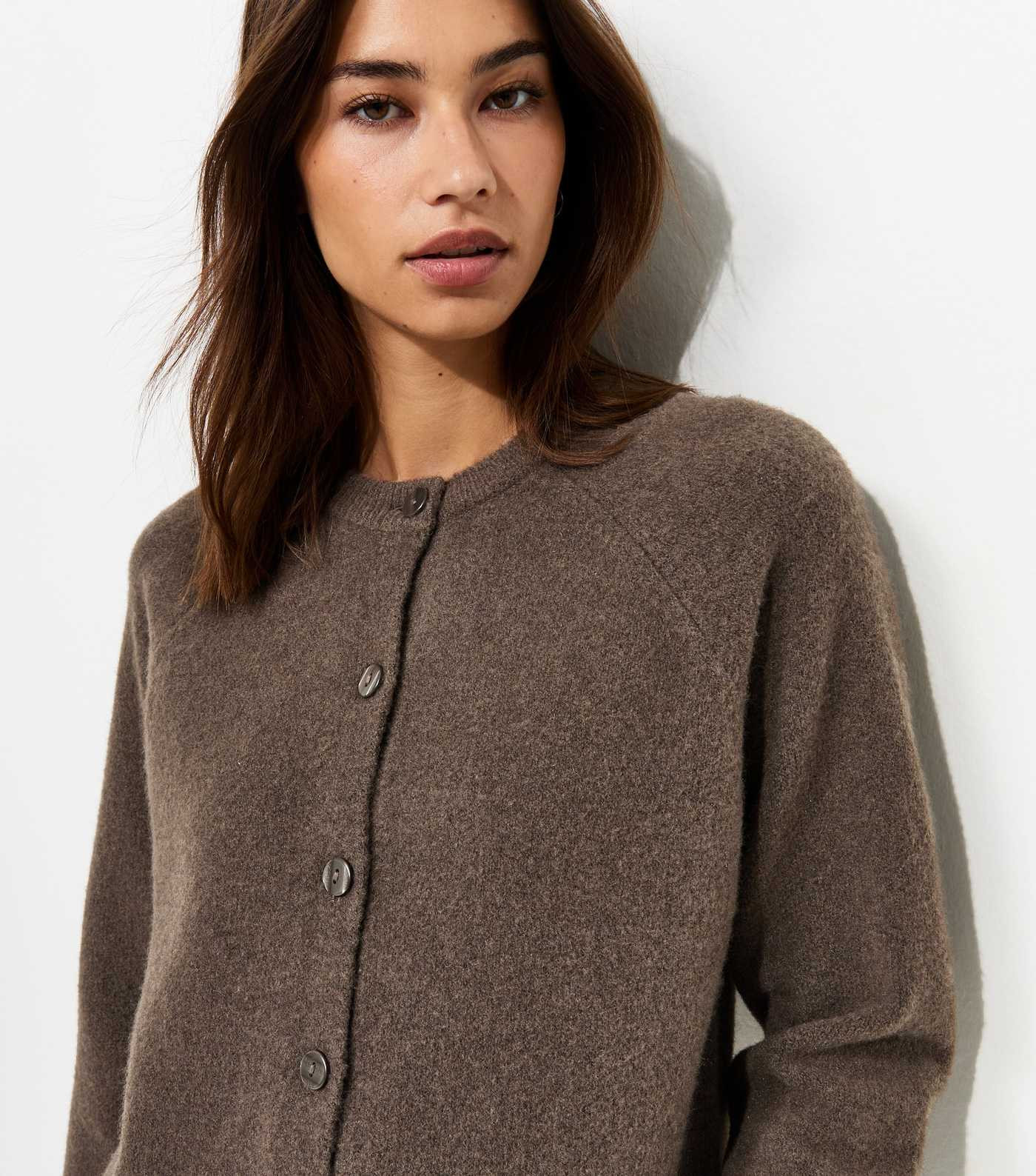Dark Mink Knitted Meet The Jean Raglan Cardigan | New Look | New Look (UK)