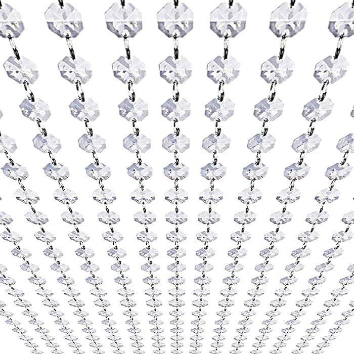 99ft Acrylic Crystal Garland Strands - Hanging Chandelier Gem Bead Chain - 14mm Clear Octagon Pri... | Amazon (US)