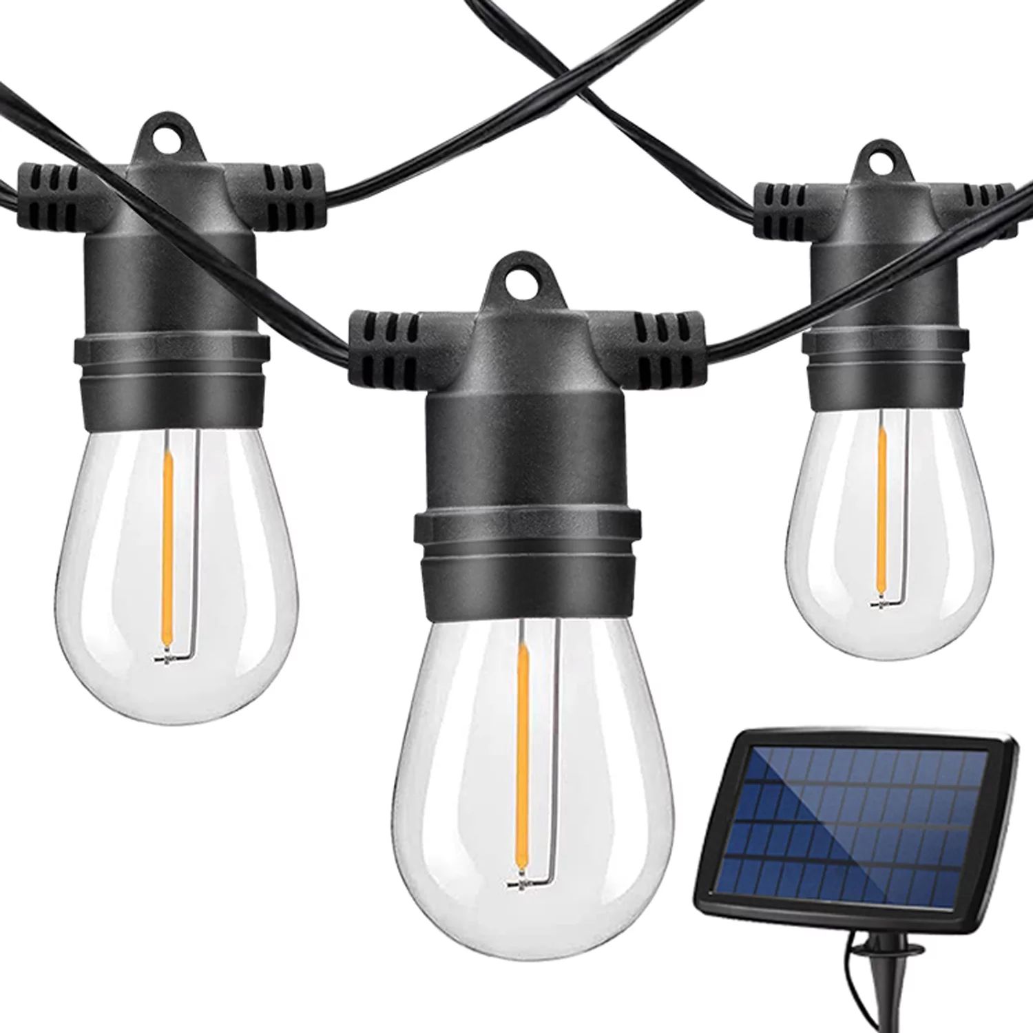 Tuwejia Solar Outdoor String Lights, 48Ft Patio String Lights with 15 LED Bulbs Waterproof Hangin... | Walmart (US)