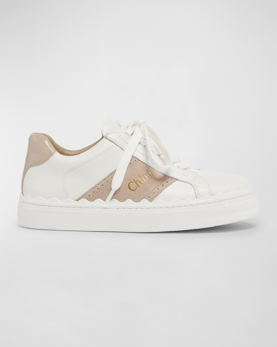 Chloe Lauren Mixed Leather Low-Top Sneakers | Neiman Marcus