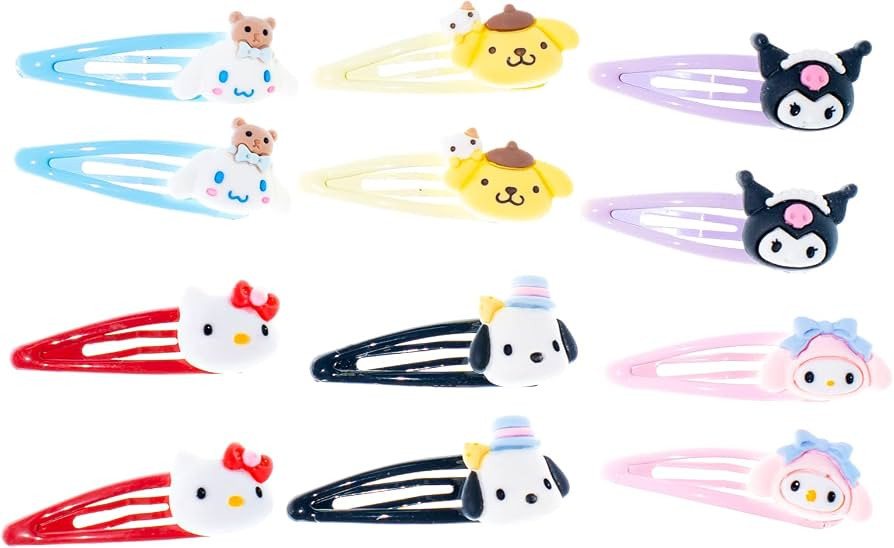 Kawaii Kitty Hair Clips Set of 12 Cute Cartoon Cat Snap Barrettes for Women, Girls, Kids Hair Acc... | Amazon (US)