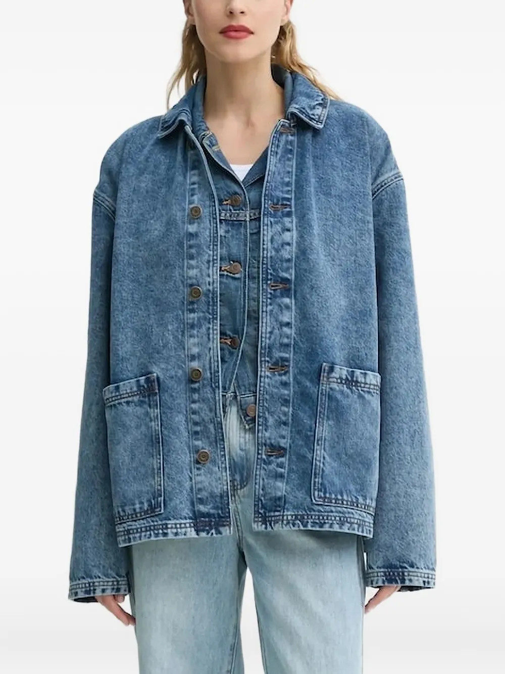 American Vintage patch-pocket denim jacket - Blue | Farfetch Global