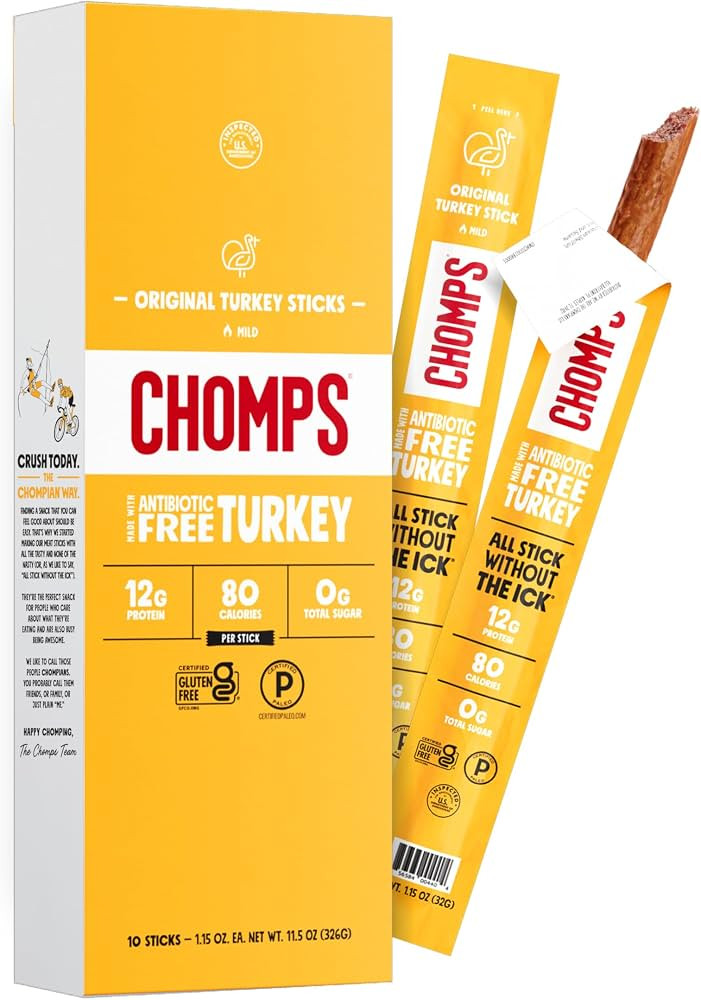 Chomps Original Turkey, Antibiotic Free, 10ct, Protein Snack Stick | Amazon (US)