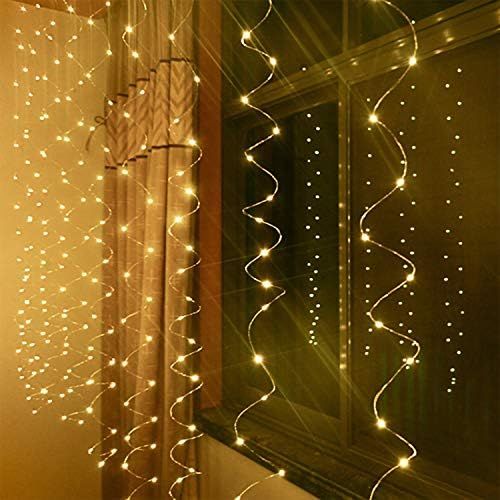 300LED Copper Wire Curtain Lights with Remote, 8 Modes DIY Pattern Flexible String Lights, Window an | Amazon (US)