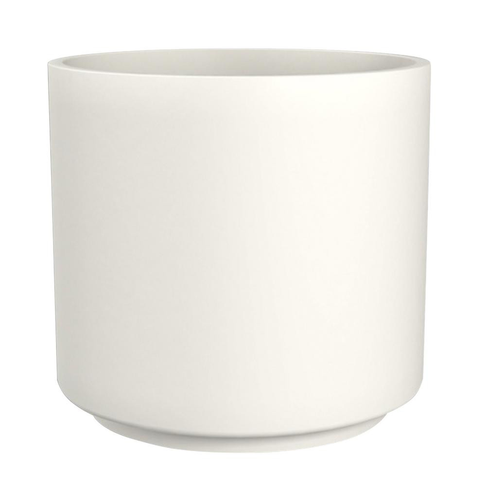 13 in. Matte White Cylinder Ceramic Pot | The Home Depot