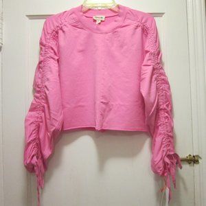 Open Edit Ruched Sleeve Sweatshirt PINK CRAYON barbiecore | Poshmark