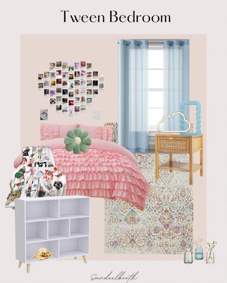 Tween bedroom, teen bedroom, Taylor swift, pink and blue aesthetic, bedding, bookcase, nightstand, rug, 

#LTKkids #LTKfindsunder50 #LTKhome