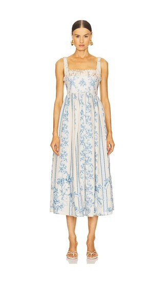Agua by Agua Bendita Barbara Midi Dress in Ivory,Blue. - size M | Revolve Clothing (Global)
