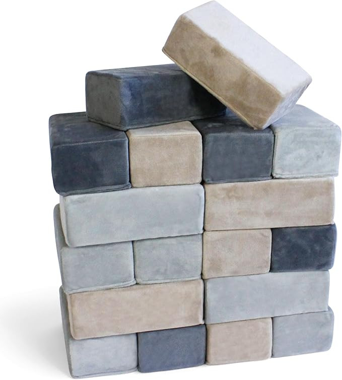 Plush Blocks Set of 24 Soft Building Blocks for Kids - Fabric Covered Toy Foam Blocks for Stackin... | Amazon (US)