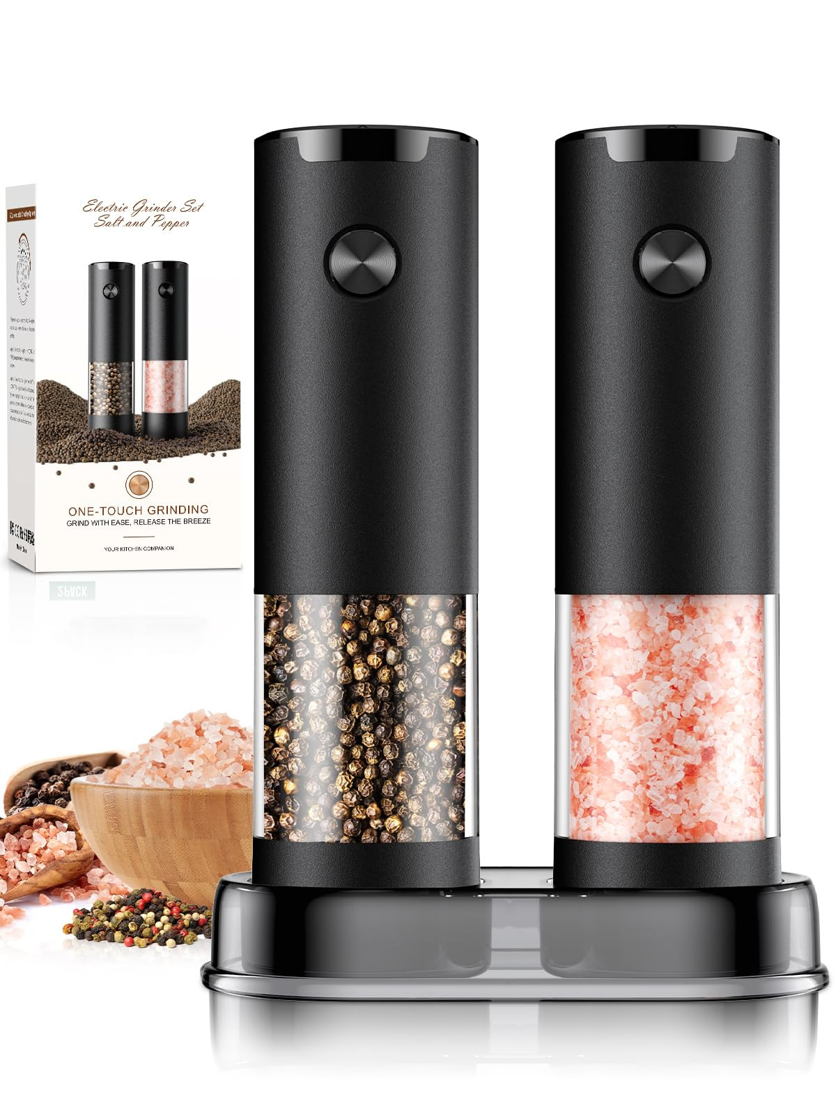 Electric Salt and Pepper Grinder Set Automatic Battery Pepper Mill Shakers Adjustable Coarseness ... | Amazon (US)