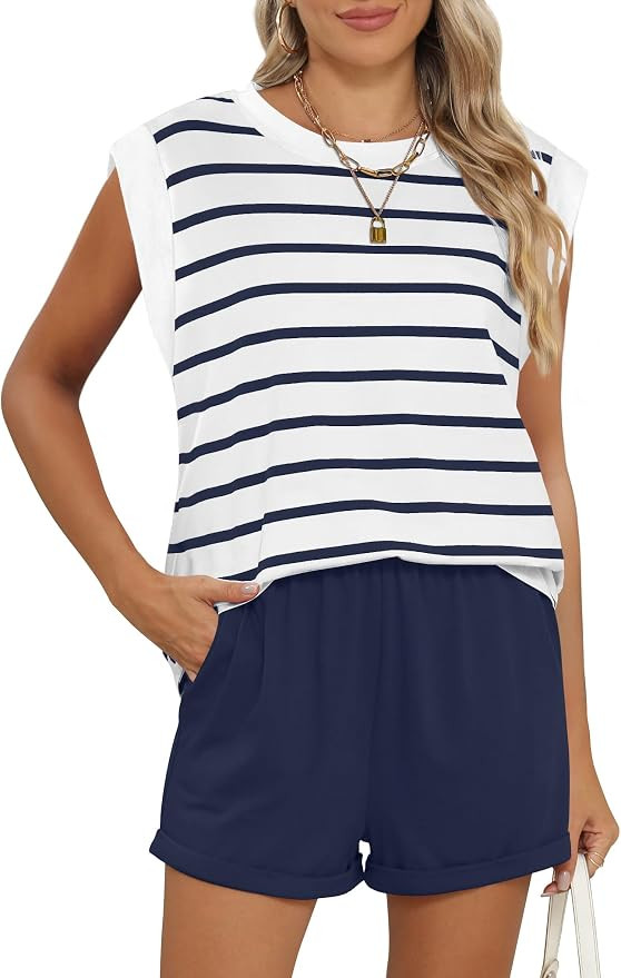 RUBZOOF 2 Piece Outfits for Women Lightweight Matching Lounge Sets Cap Sleeve Top and Elastic Wai... | Amazon (US)