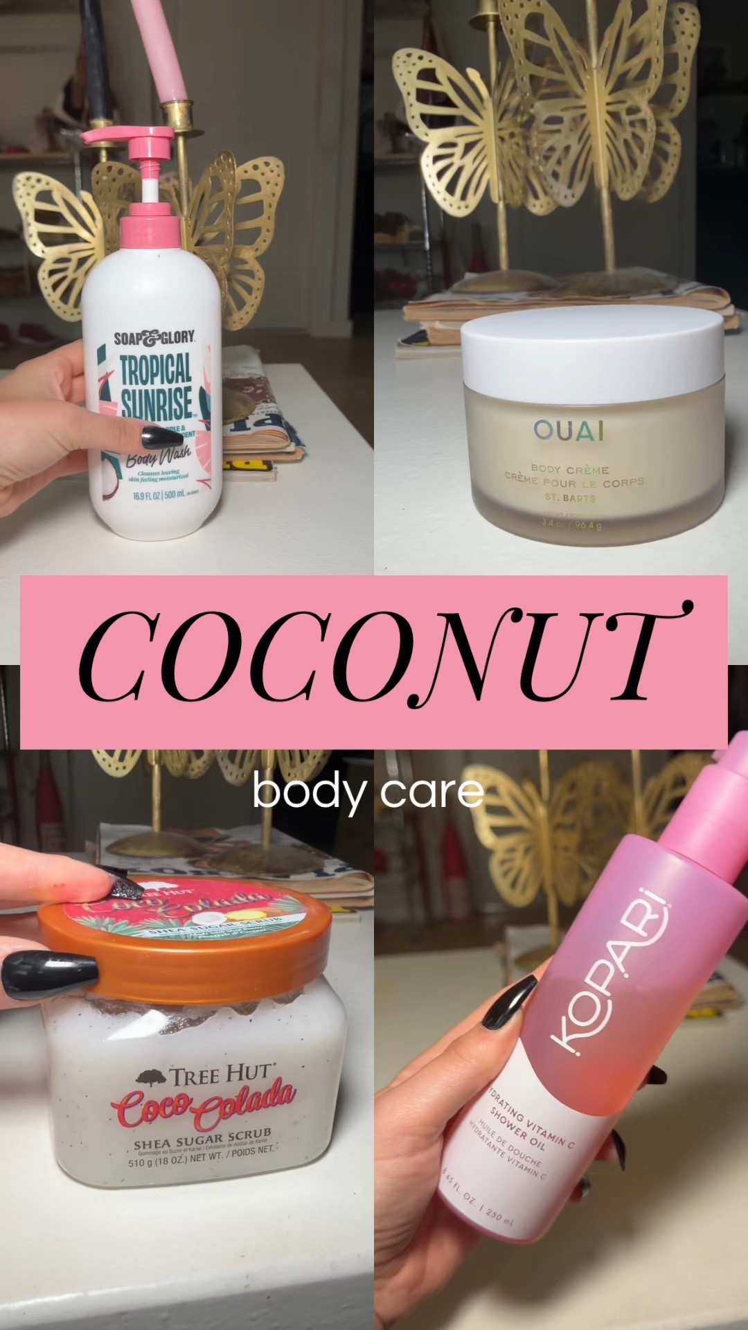 my current collection of coconut scented body care 🌴