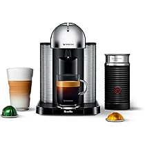 Nespresso Vertuo Coffee and Espresso Machine by Breville with Aeroccino, Chrome | Amazon (US)