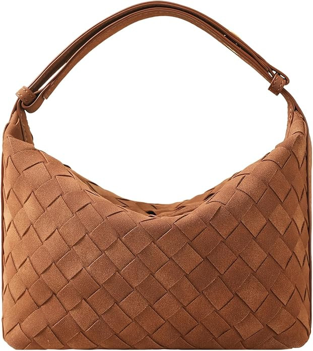 Suede Leather Handbag for Women, Leather Woven Bag, Small Clutch Bag Suede Handbag, Underarm Purs... | Amazon (US)