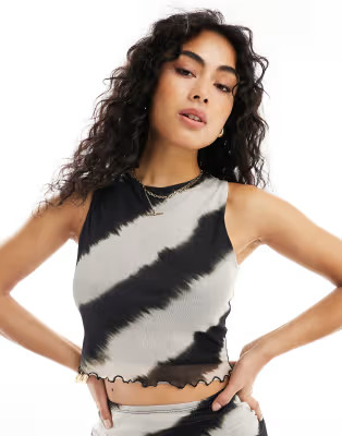 New Look print mesh racer vest co-ord in greige | ASOS | ASOS (Global)