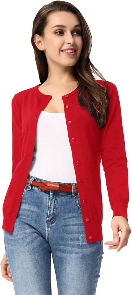 GRACE KARIN Button Down Red Cardigan for Women Lightweight Knit Cardigan Sweaters Spring Clothes ... | Amazon (US)