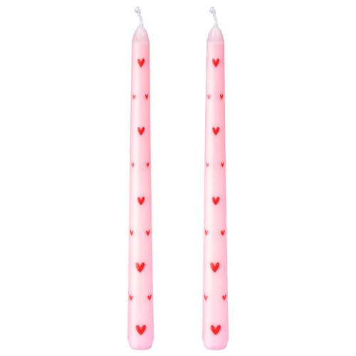 Ishua 2pcs Valentine Taper Candles - Heart Taper Candles 9.8-Inch Tall, Romantic Decorative Candlesticks for Valentine's Day, Wedding & Home Decoration | Amazon (US)