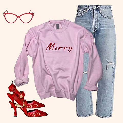 Merry  Embroidered Sweatshirt | Sassy Queen