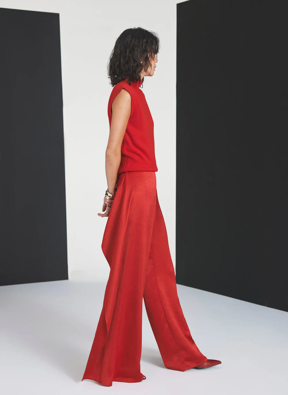 Red Drape Detail Trousers | Mint Velvet